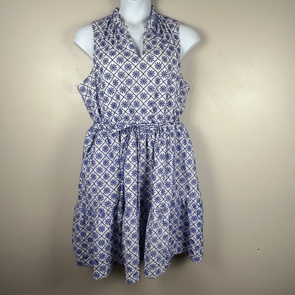Draper James Blue and White Sleeveless Mini Dress